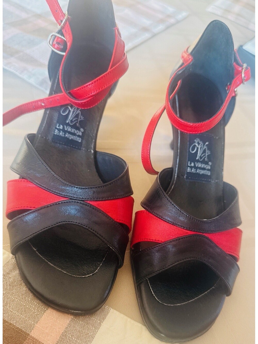 Women’s Latin Dance Shoes Strappy Black Suede Peep Toe Size 6.5 Heel 3in